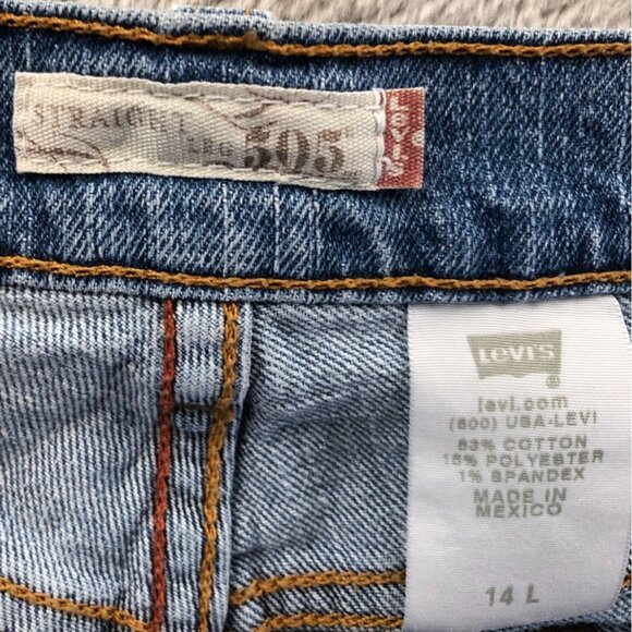 Levis Womens 505 Jeans Size 14L Light Blue Denim Straight Leg Classic - Picture 3 of 14